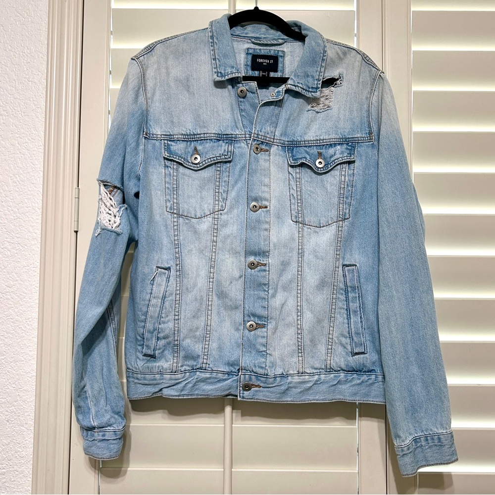 Forever 21 Men's Light Wash Denim Jacket